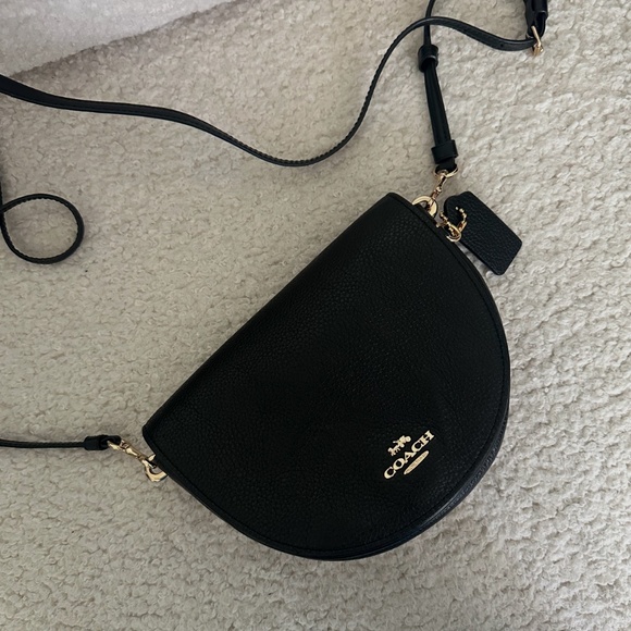 Coach Handbags - Coach Black Pebbled Leather Half Moon Crossbody | Minimal Classic Everyday Bag